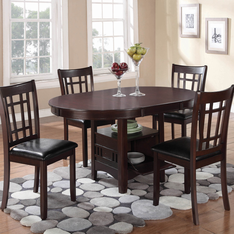 Lavon Transitional Warm Brown Dining Table and Chair Sets