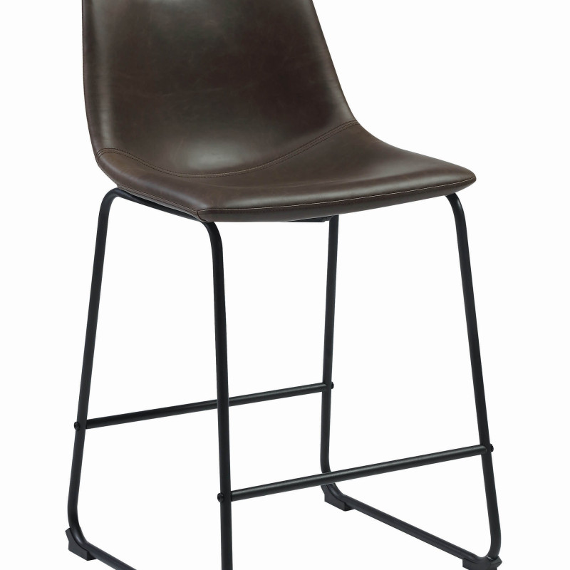 Industrial Brown Faux Leather Counter-Height Stool