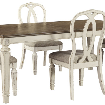 D743 Realyn 5PC SETS Oval Dining Room EXT Table + 4 Side Chairs (D743-02)