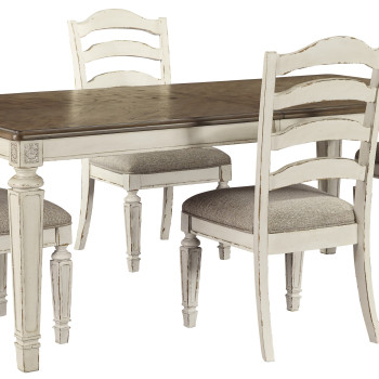 D743 Realyn 5PC SETS Oval Dining Room EXT Table + 4 Side Chairs (D743-01)