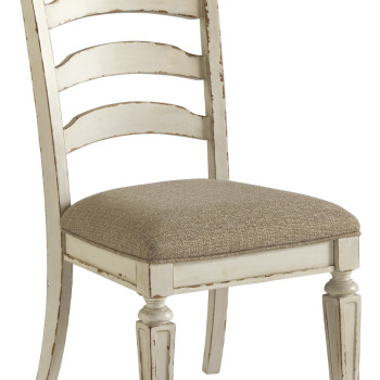 D743 Realyn Dining UPH Side Chair Chipped White