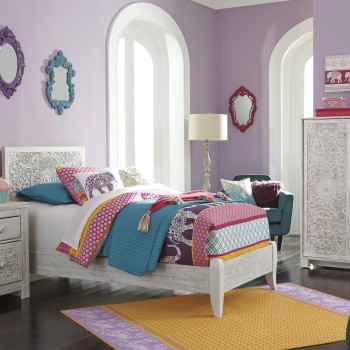 B181 Paxberry 3PC SETS Twin Panel Bed (Twin Bed + Chest + Night Stand)