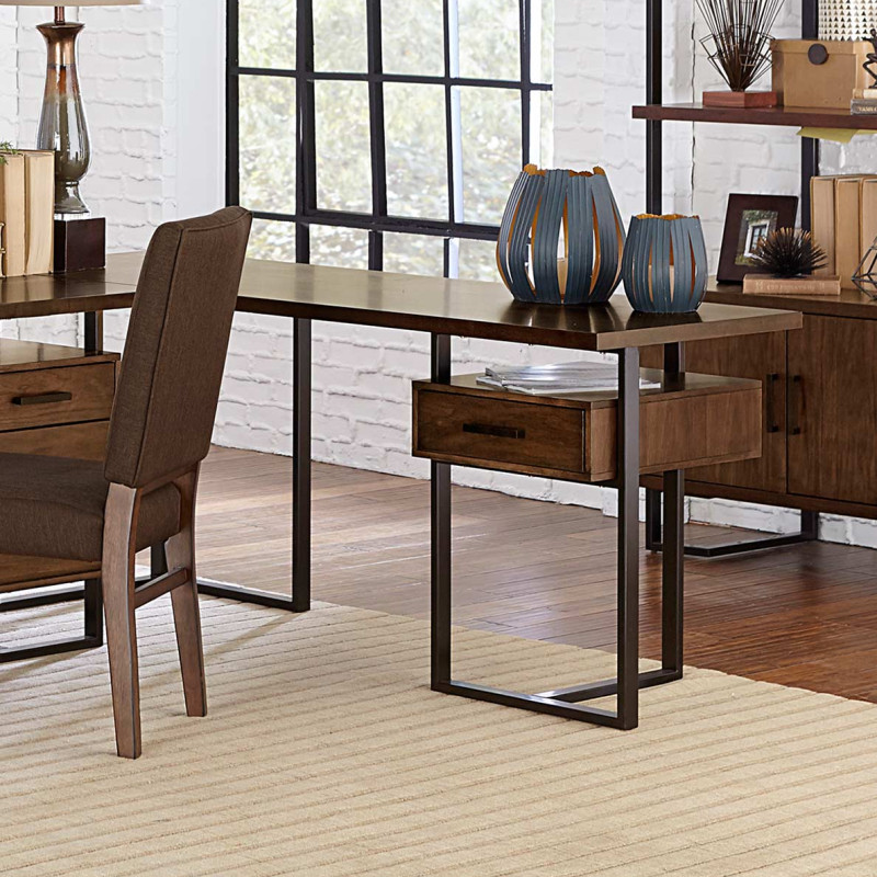 Sedley Reversible Return Desk with One Cabinet - Walnut