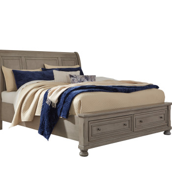 B733 Lettner Cal King Sleigh Storage Bed with Roll Slats