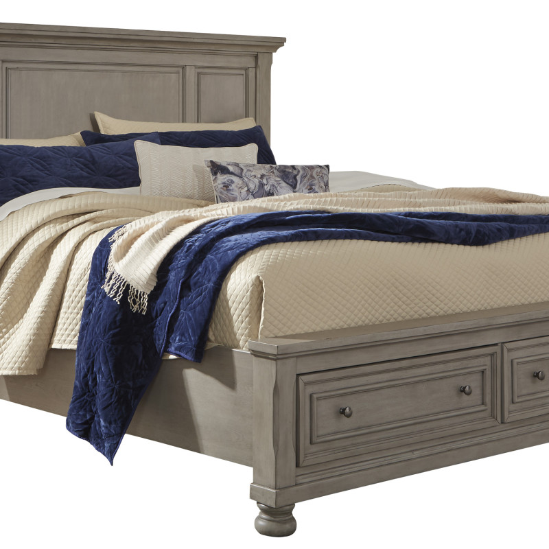 B733 Lettner King Panel Storage Bed with Roll Slats