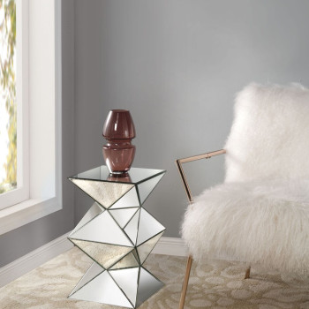 97308 MIRROR PEDESTAL END TABLE