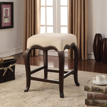 Kakabel Cream Espresso Fabric Wood Counter Height Stool