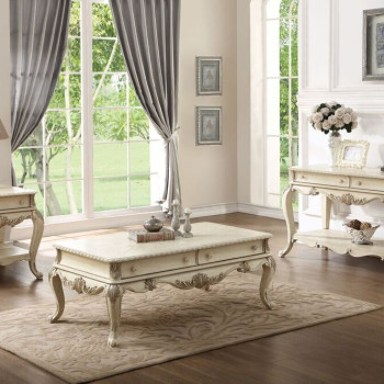 86020 ANTIQUE WHITE COFFEE TABLE