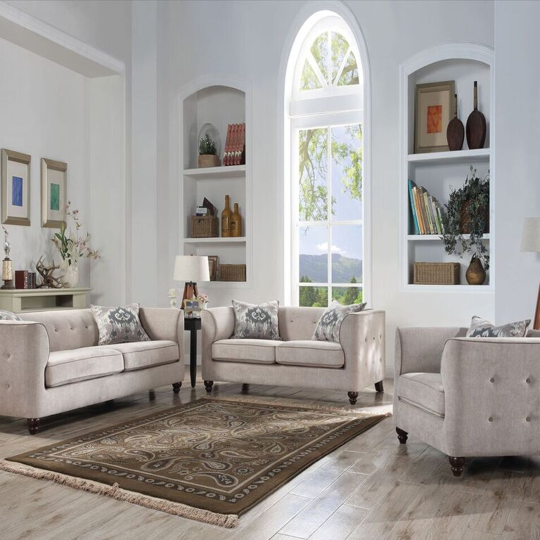 52055 FABRIC SOFA W/2 PILLOWS