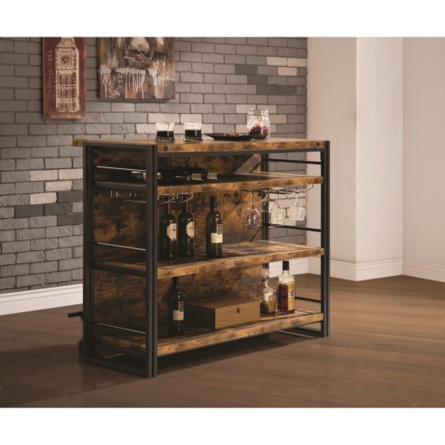 Bar Units and Bar Tables Rustic Bar Unit with Stemware Rack