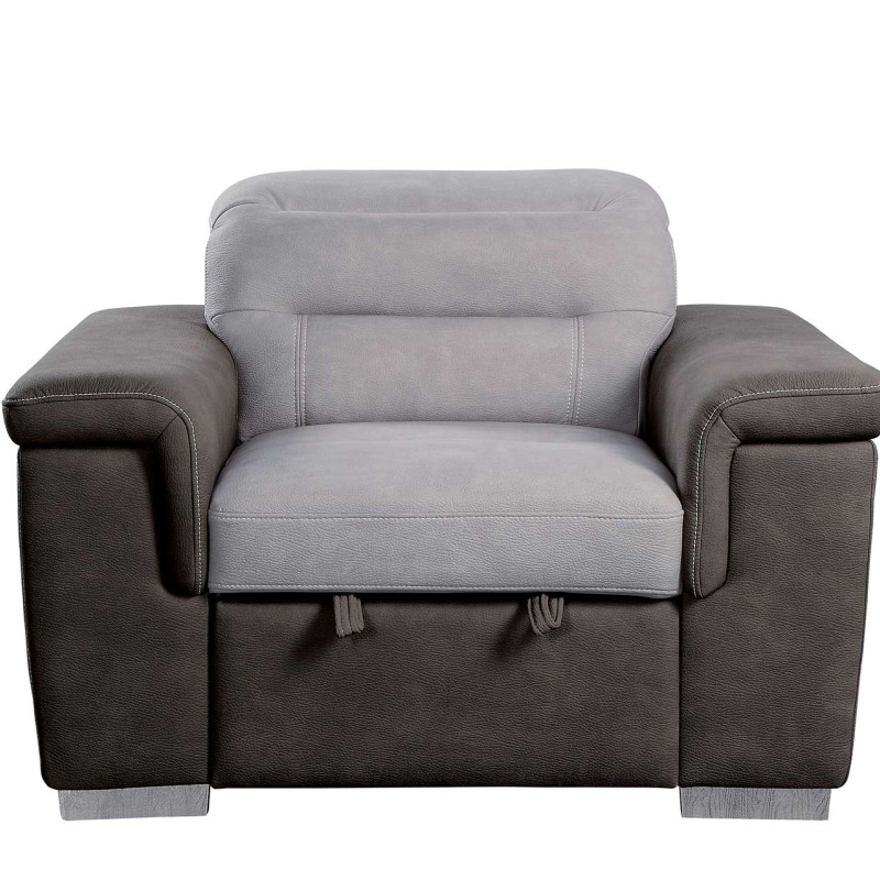 Alfio Chair with Pull-out Ottoman - Silver/Chocolate 9808-1