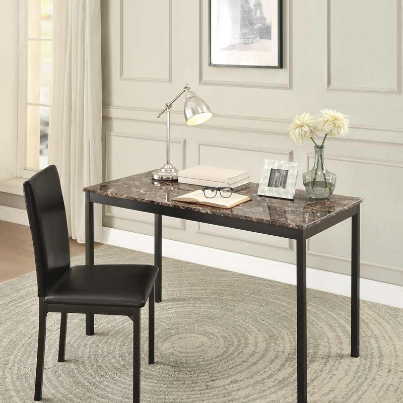Tempe Writing Desk and Chair - Black Metal - Dark Brown Bi-Cast 2601-15