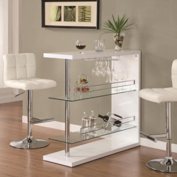 Bar Units and Bar Tables Rectangular Bar Unit with 2 Shelves and Wine Holder 100167