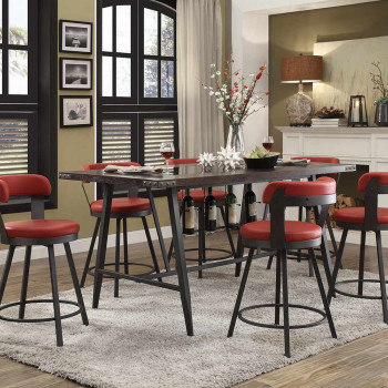 Appert Counter Height Dining Set - Red - Black Bi-Cast Vinyl 5566-24RD-GR