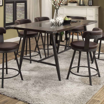 Appert Counter Height Dining Set - Brown - Black Bi-Cast Vinyl 5566-24BR-GR