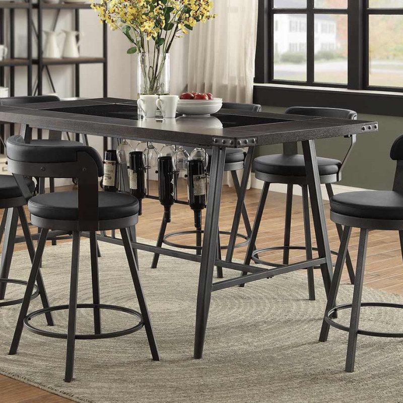 Appert Counter Height Dining Set - Black - Black Bi-Cast Vinyl 5566-24BK-GR