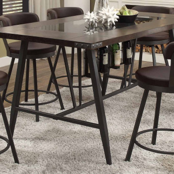 Appert Counter Height Table - Black Glass - Black Bi-Cast Vinyl 5566-36+G