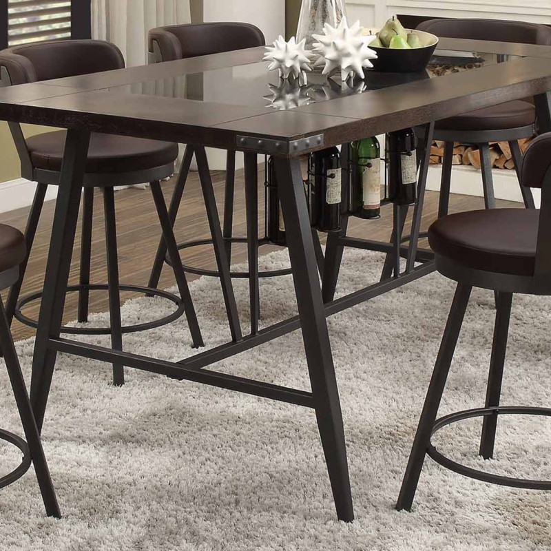 Appert Counter Height Table - Black Glass - Black Bi-Cast Vinyl 5566-36+G