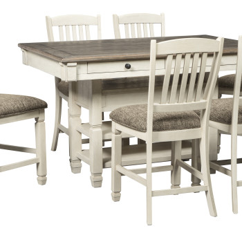 D647 Bolanburg 7PC SETS RECT Dining Room Counter Table + 6 Upholstered Barstool Two-tone