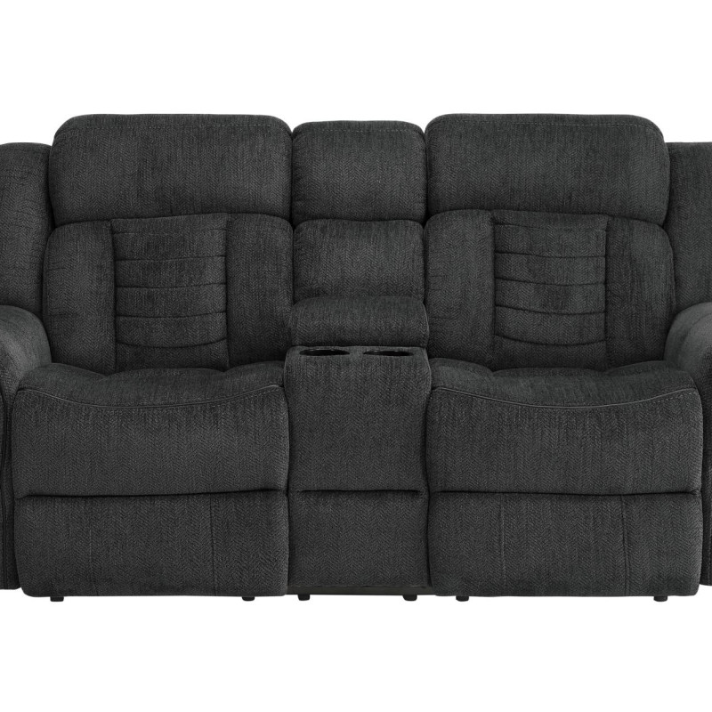 9901CC Nutmeg Double Reclining Love Seat with Center Console