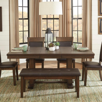 5614 Wieland 6PC SETS Dining Table + 4 Side Chairs + Bench