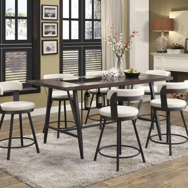 Appert Swivel Counter Height Chair - White - Black Bi-Cast Vinyl 5566-24WT