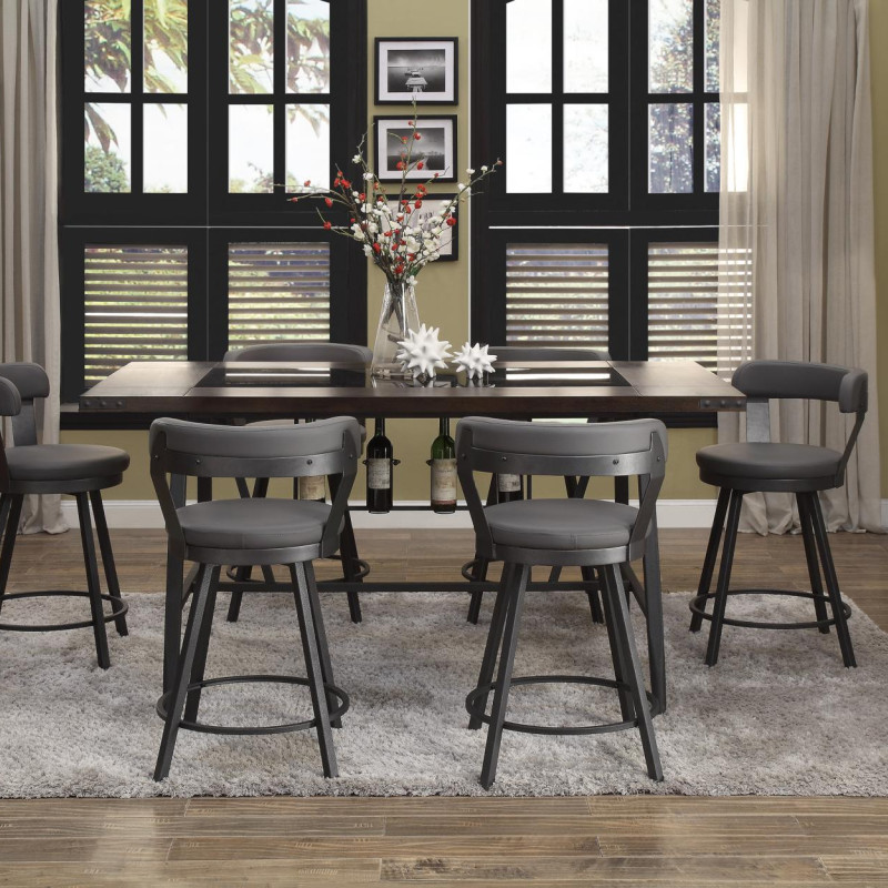 Appert Swivel Counter Height Chair - Grey - Black Bi-Cast Vinyl 5566-24GY