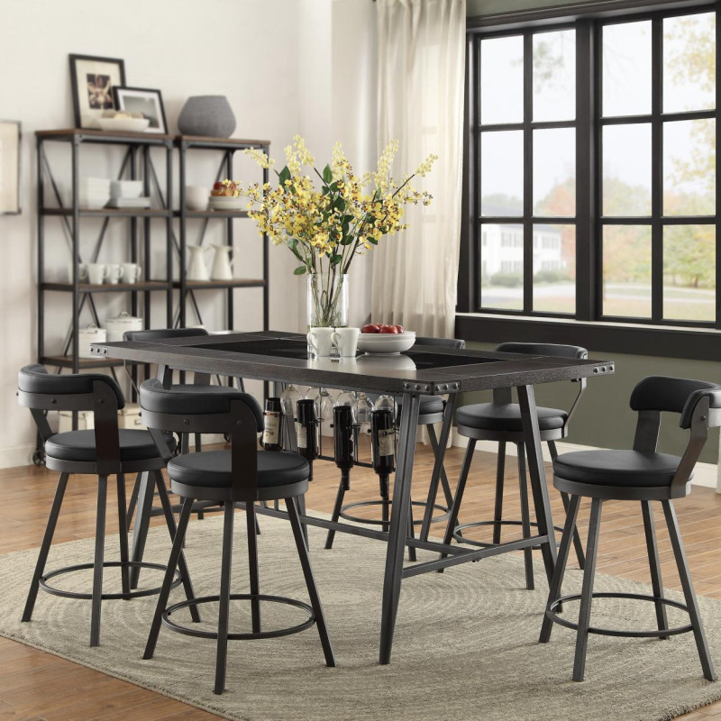 Appert Swivel Counter Height Chair - Black - Black Bi-Cast Vinyl 5566-24BK