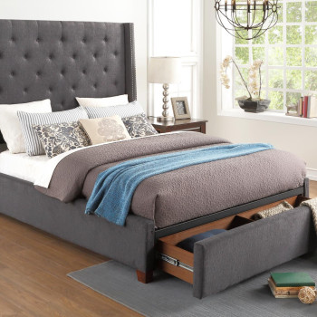 5877GY Fairborn California King Platform Bed with Storage Footboard