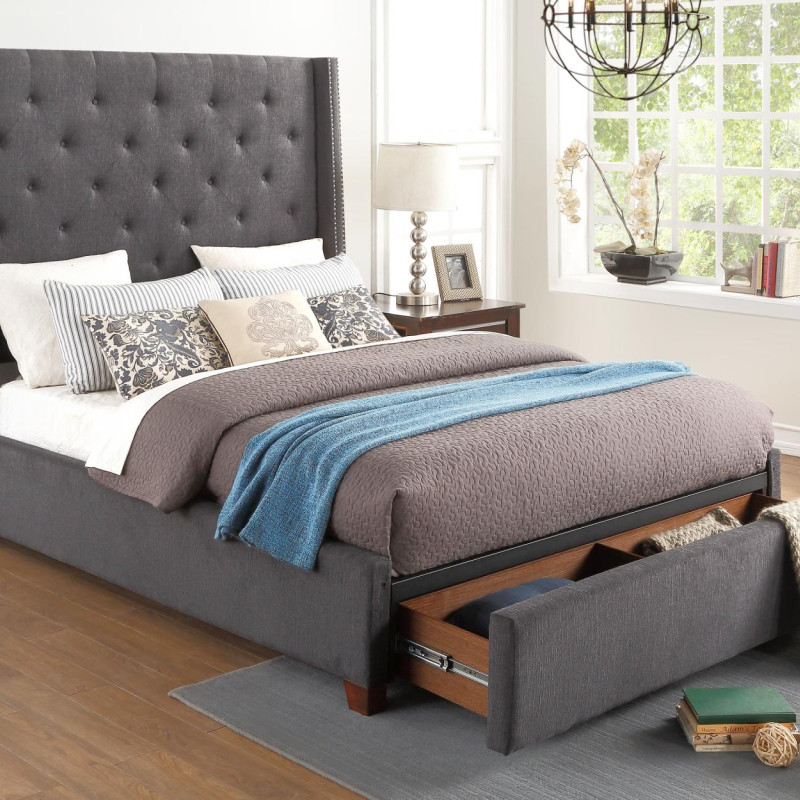 5877GY Fairborn Eastern King Platform Bed with Storage Footboard