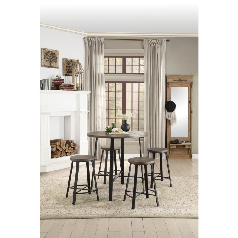 Chevre 5PC SETS Round Counter Height Table + 4 Counter Height Stool