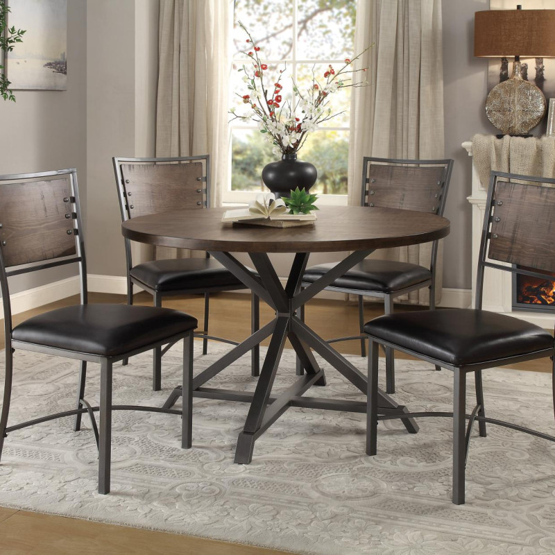 Fideo 5PC SETS Round Dining Table + 4 Side Chairs