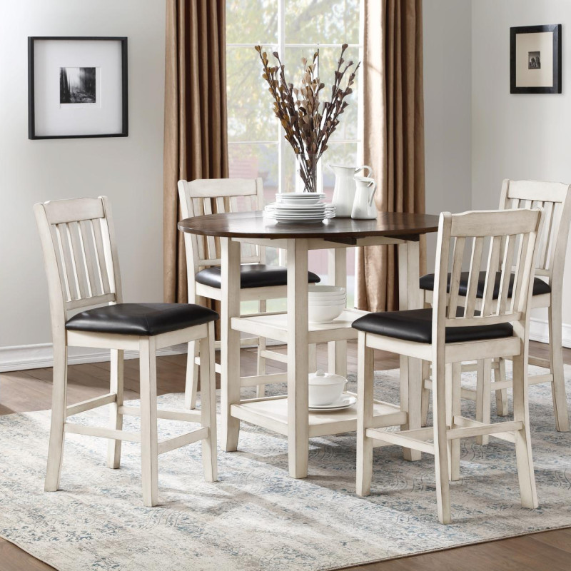 Kiwi 5PC SETS Counter Height Drop Leaf Table + 4 Counter Height Chairs