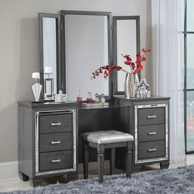 1916GY Allura Vanity Dresser with Mirror