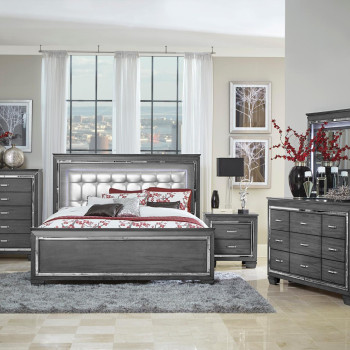 1916GY Allura Eastern King Bed, LED Lighting