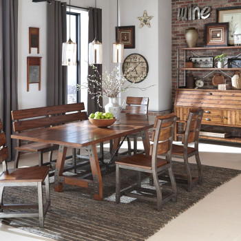 Holverson 6PC SETS Dining Table + 4 Side Chairs + Bench