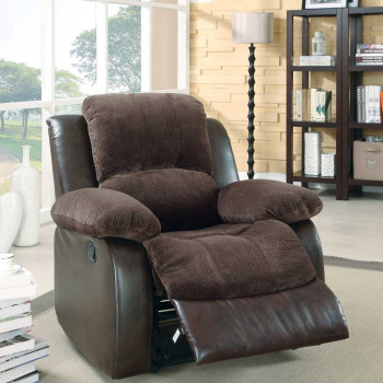 Cranley Reclining Chair - Chocolate - Textured Plush Microfiber & Bi-Cast Vinyl