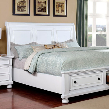 CASTOR CAL.KING BED White finish