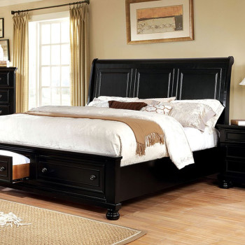 CASTOR E.KING BED Black finish