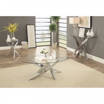 LAILA 3PC SETS COFFEE TABLE + End Table + Sofa Table Chrome