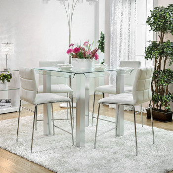 RICHFIELD II 5PC SETS COUNTER HT. TABLE  + 4 COUNTER HT. CHAIR (2/BOX) Silver