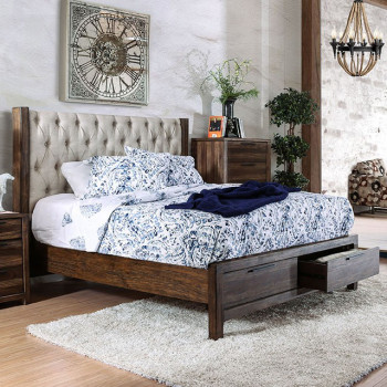 HUTCHINSON Cal.King BED Rustic Natural Tone
