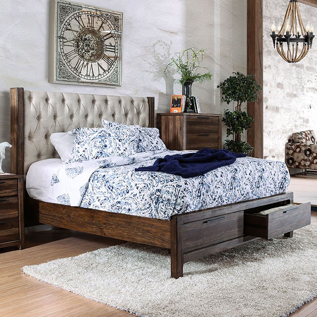HUTCHINSON E.King BED Rustic Natural Tone