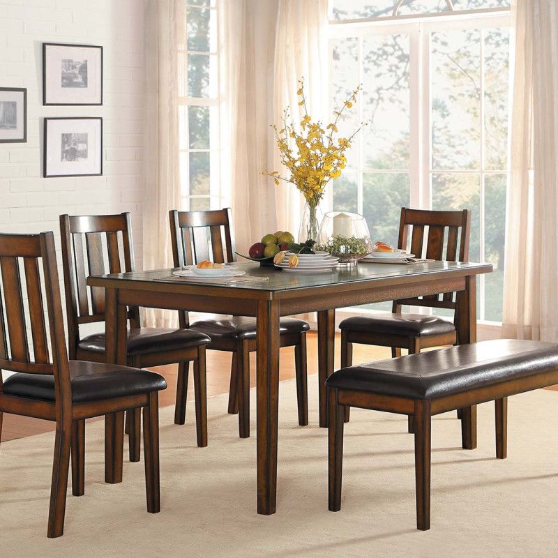 Delmar 6- Piece Pack Dinette Set - Burnish Finish