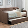 Tulney Button Tufted Upholstered Daybed with Trundle - - Brown