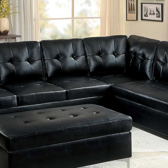 Barrington Sectional Sofa - Black Bi-Cast Vinyl (2PC)