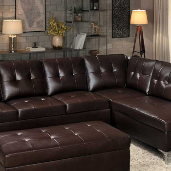 Barrington Sectional Sofa - Brown Bi-Cast Vinyl (2PC)