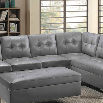 Barrington Sectional Sofa - Gray Bi-Cast Vinyl (2PC)