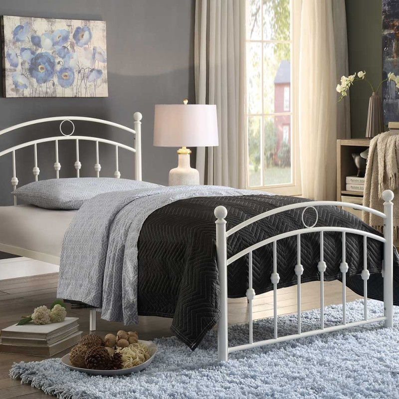 TIANA Twin Metal Platform Bed White