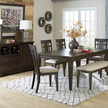 MAKAH Group 7 Pc Dining set Dark Brown